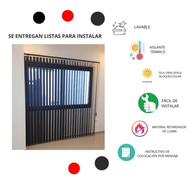 Cortina Banda Vertical Blackout Premium Ancho 180x220 Alto - Imagen 2