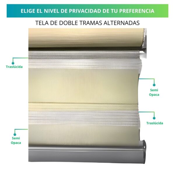 Cortina Roller Zebra Traslucida Eclipse Ancho 090x220 Alto - Imagen 2