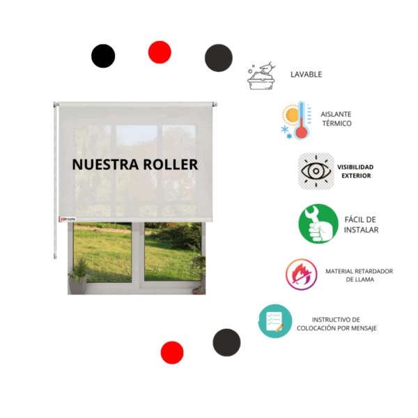Cortina Roller Sun Screen 8% Ancho 080x100 Alto Decorar Hogar - Imagen 3