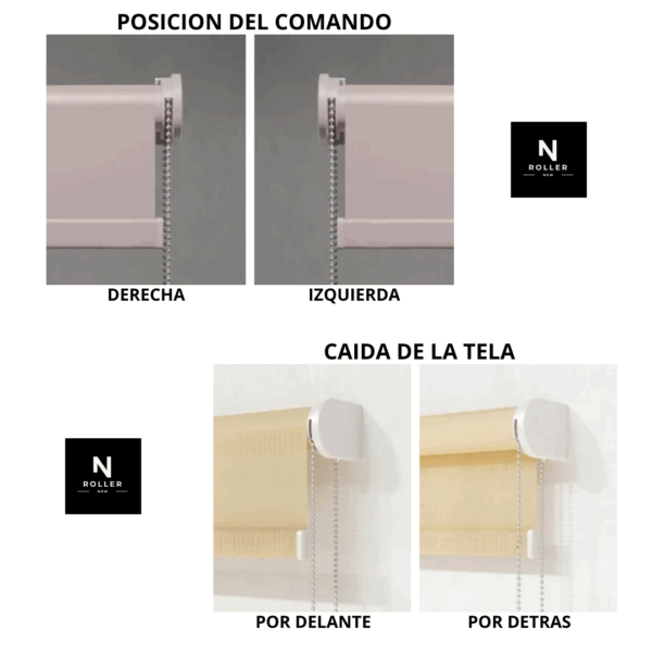 Cortina Roller Doble Blackout Clasico y Screen Mesh 8% Ancho 210x140 Alto Cobertura y Color - Imagen 4